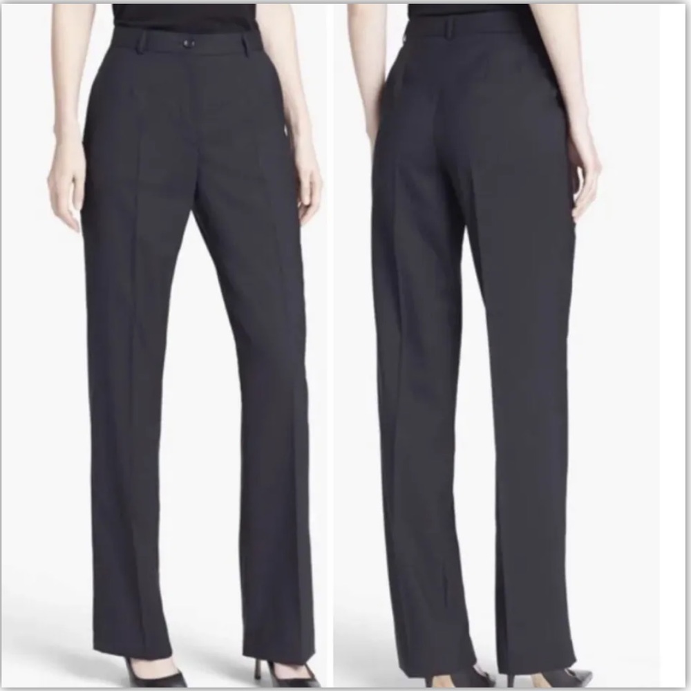NEW Zanella Goldie Sz 12 Black Wool Pants Un-hemmed. Made in Italy MSRP $360